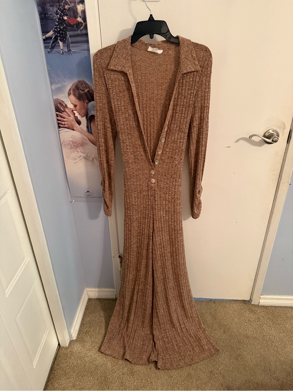 Peach Love California Ribbed Knit Jumpsuit in Brown